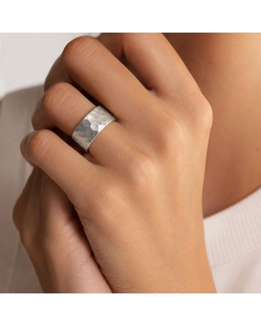 Unaloe Metallic Classic Hammered French Ring For for men