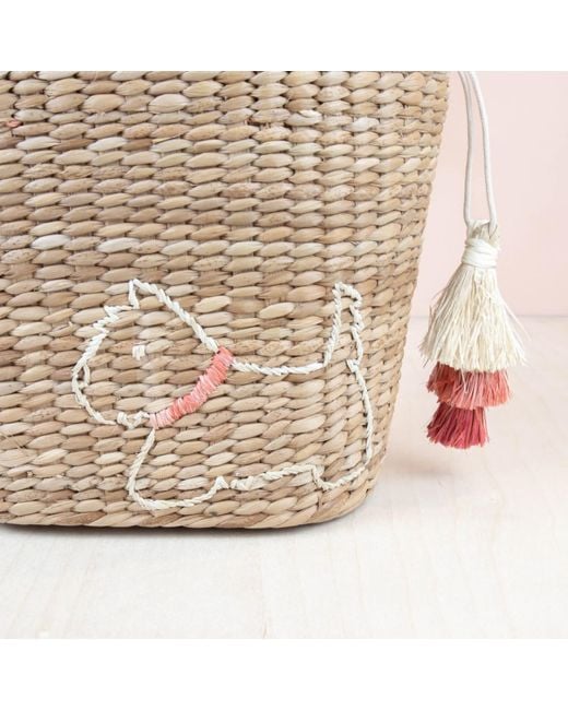 LIKHÂ Natural Mini Tote Bag With Embroidered Westie