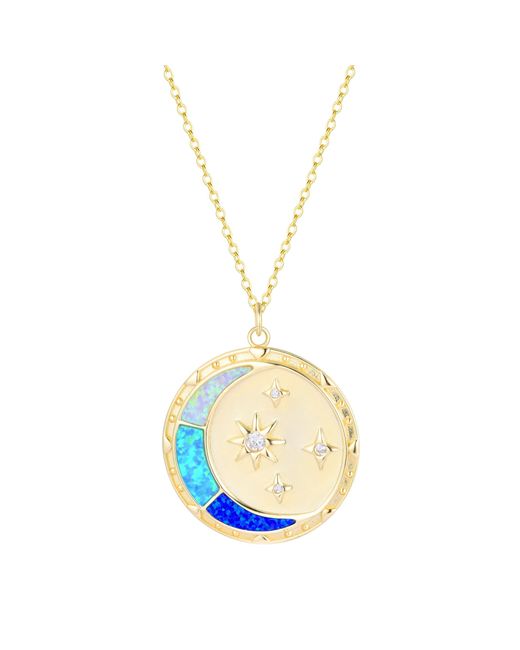KAMARIA Metallic Opal Moon Dream Medallion Necklace