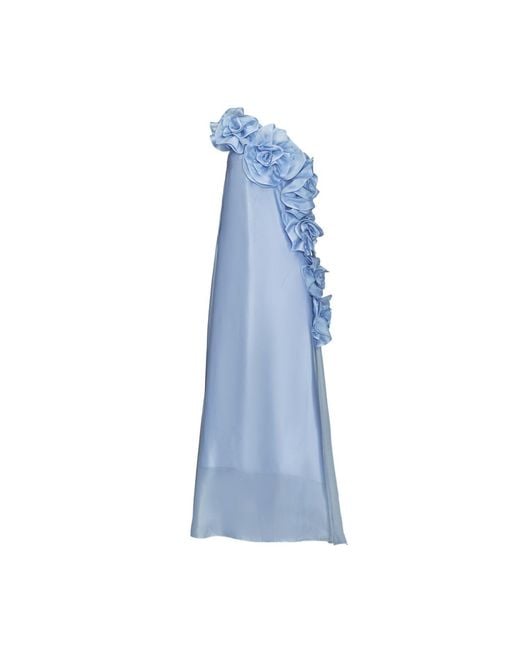 Justin Tong Blue Rosara Organza Gown