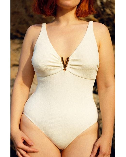 Aqva Swimwear White Neutrals Nude Aiguablava One-Piece Swimsuit