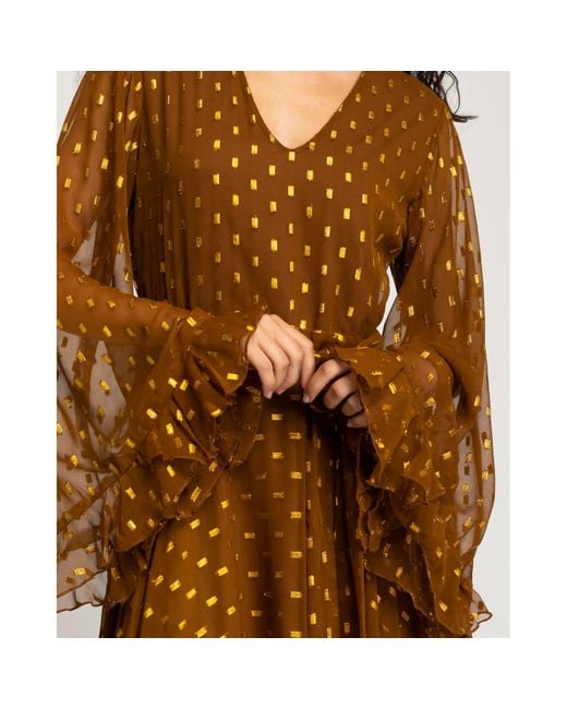 gold dress plus size long The Luna Dot Play Dress – Brown & Beige Polka Mood main image 0