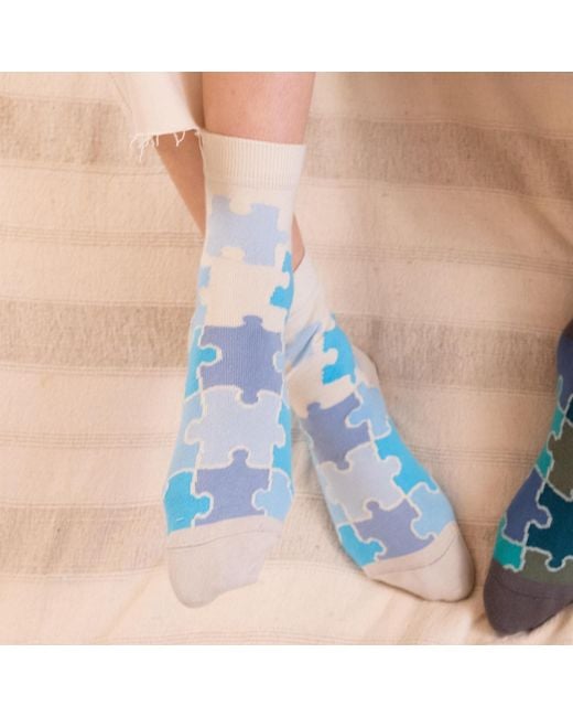 Peper Harow - Made in England Blue Peace & Jigsaw Socks Bundle