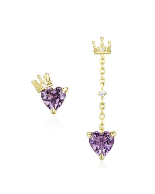 Azura Jewelry New York Metallic Heart Of The Realm Amethyst Earrings Vermeil