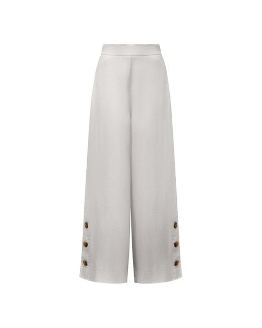 James Lakeland White Linen Button Trousers