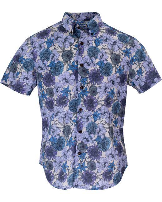 Lords of Harlech Blue Tim Hibiscus Garden Shirt In Pumice for men