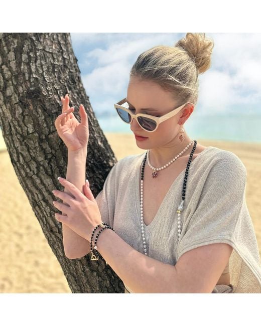 Farra Metallic Freshwater Pearls With Removable Strawberry Pendant Necklace