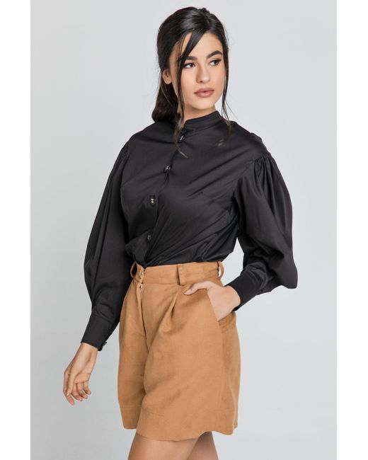 Conquista Natural Taupe Faux Leather Bermuda Shorts