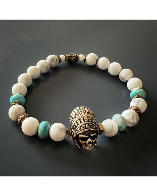 Ebru Jewelry Metallic Spiritual Beaded Indian Bracelet for men