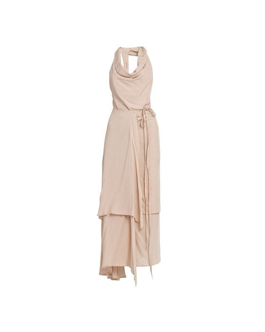 Bianca Popp Natural Neutrals Asymmetrical Collar Bareback Dress