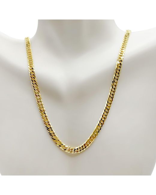 Kylie Harper Metallic Italian 4Mm Miami Cuban Double Curb Chain Necklace for men