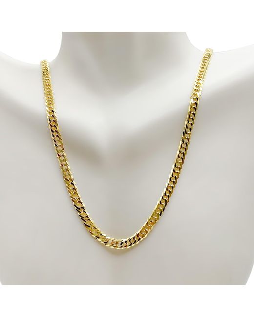 Kylie Harper Metallic Italian 4Mm Miami Cuban Double Curb Chain Necklace for men