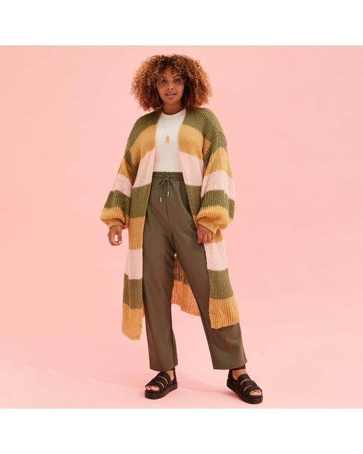 Cara & The Sky Natural Ricci Stripe Lofty Maxi Cardigan Camel