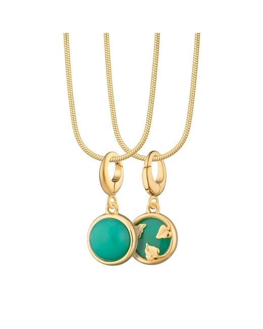 Lily Charmed Blue Plated Chrysoprase Healing Stone Necklace With Round Snake Chain