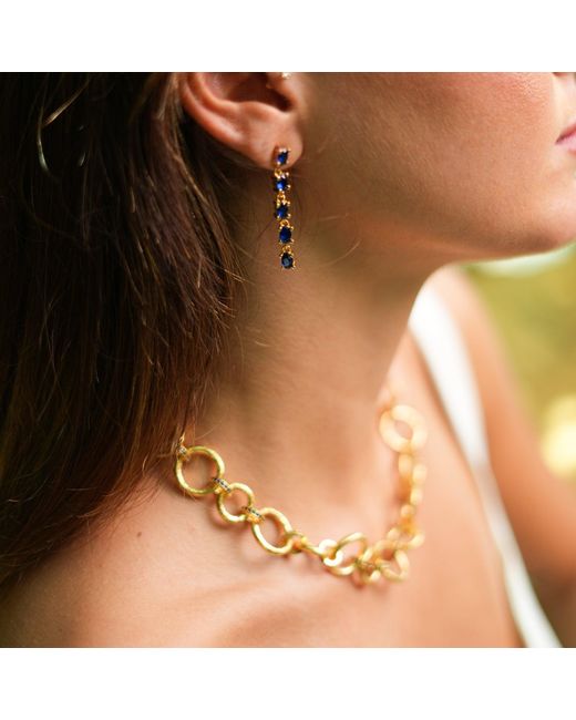Ebru Jewelry Blue Drop Down Sapphire Earrings