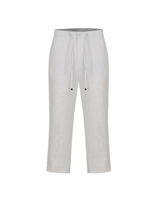 DAVID WEJ Gray Hugo Linen Drawstring Trouser for men