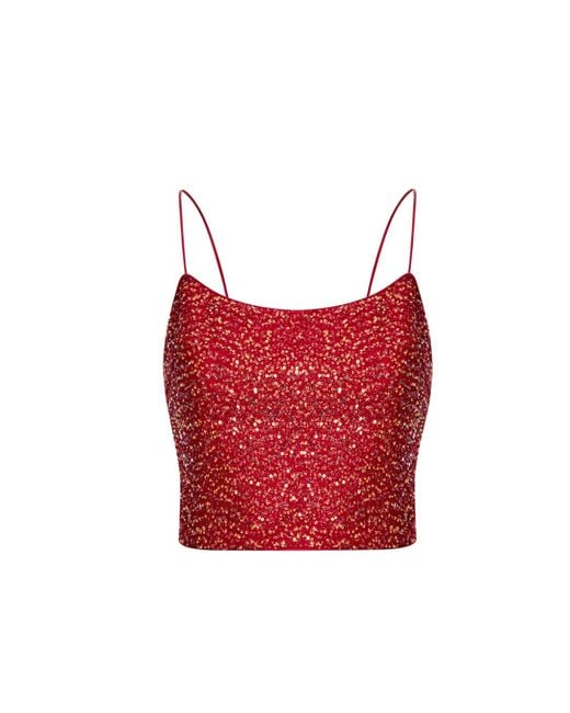 Elsava Red Riva Sequin Top