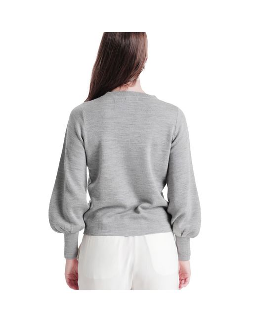 tirillm Gray Alison Merino Wool Sweater With Puffed Sleeves