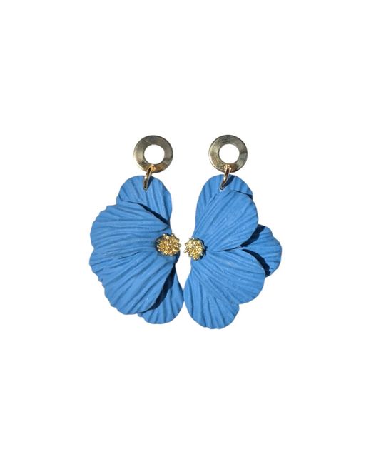 Ziolla Designs Blue Flowers Statement Earrings