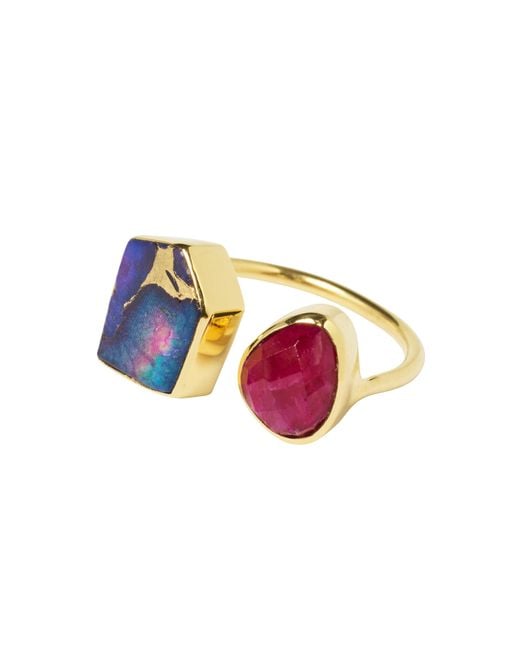YAA YAA LONDON Purple Colour Fusion Adjustable Ring