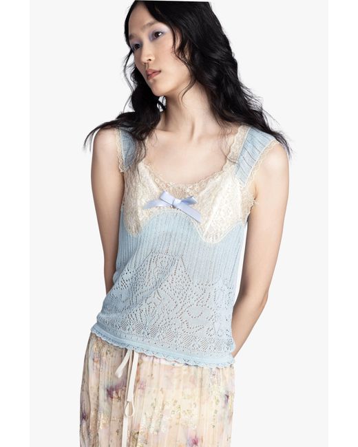 Anna Sui Blue Lingerie Lace Knit Camisole