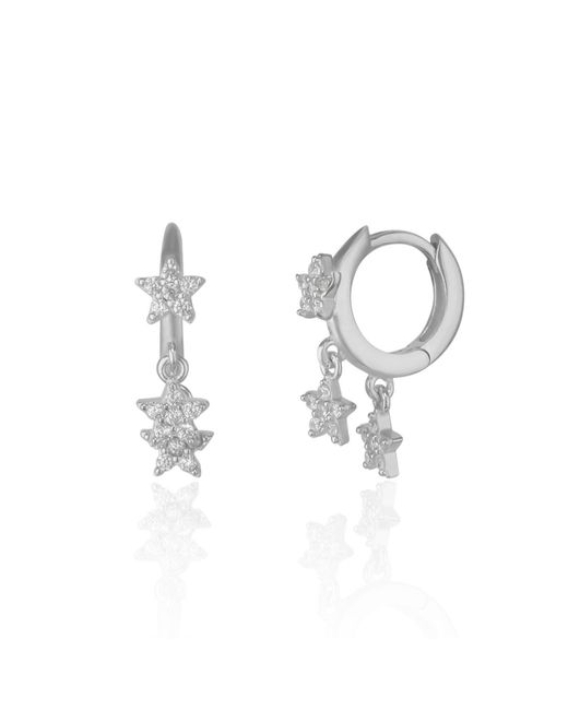 Spero London Metallic Star Sterling Eardrop Hoop Earring
