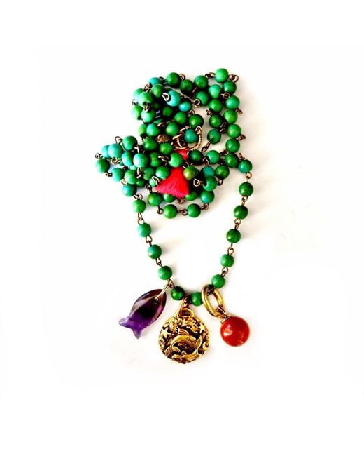 Persia Dona Jewelry Green Exotic Charms Necklace