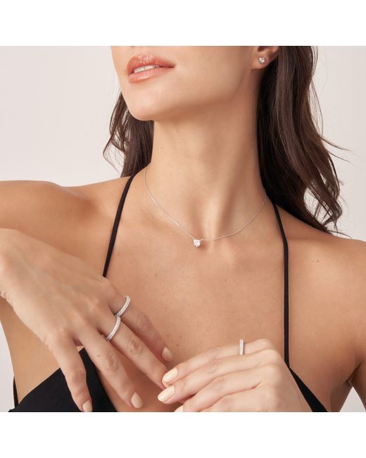 Shabella Nyc Metallic Crystal Heart Necklace
