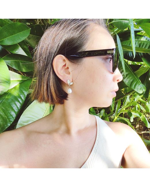 VALERIE CHIC Metallic Butterfly Mother Of Pearl Earrings