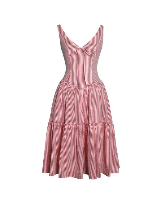 Miss Circle New York Pink Oceana Candy Stripe Drop Waist Midi Dress