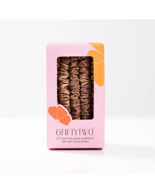 6Fiftytwo® Brown Neutrals Pure Mulberry Slim Silk Scrunchies