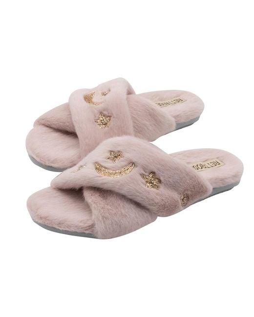 Rettrose Brown Isabel Dusky Luxury Plush Diamanté Embellished Handmade Slipper