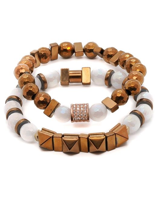 Ebru Jewelry Brown Rose Energy Quartz Bracelet Set