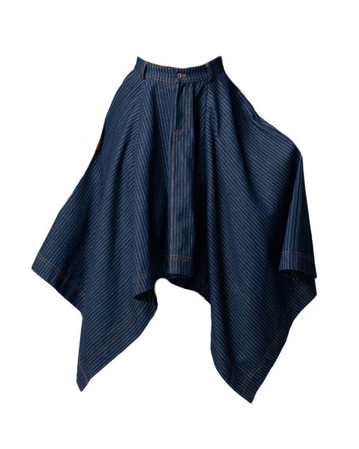 Ofuure Blue Denim Pinstripe Sabina Handkerchief Skirt