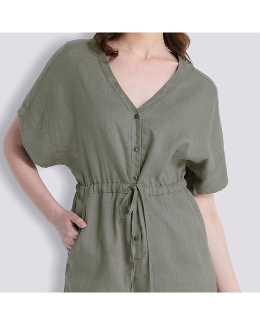 REISTOR Green V Neck Drawstring Romper