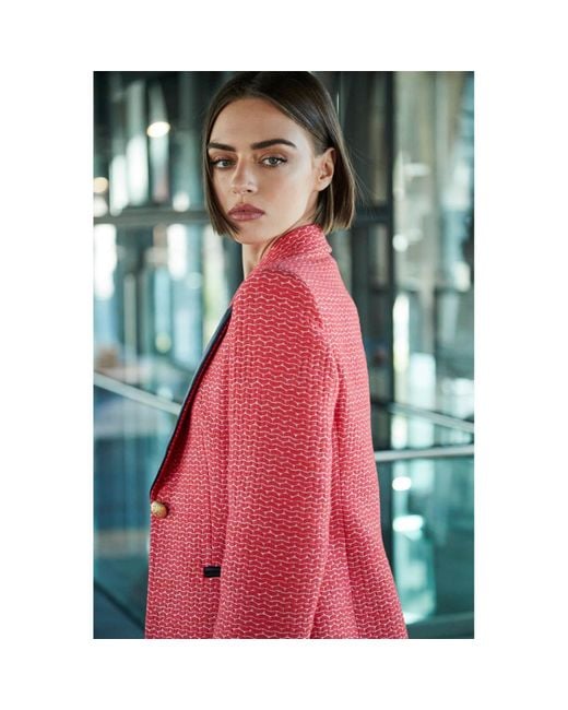 The Extreme Collection Pink Tweed Blazer With Contrasting Lapel And Single Button Vicenza