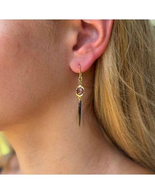 Rachel Nathan White Classic Hook: Champagne & Vermeil Spire Earrings