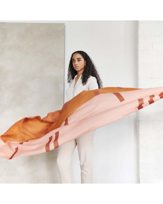 Variously Pink Canyon Hand Embroidered Hand Woven Merino Blend Scarf