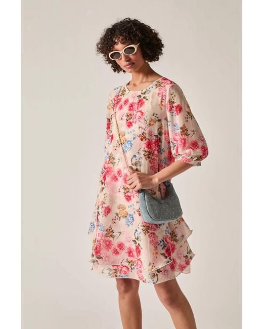 James Lakeland White Print Flower Wave Hem Dress