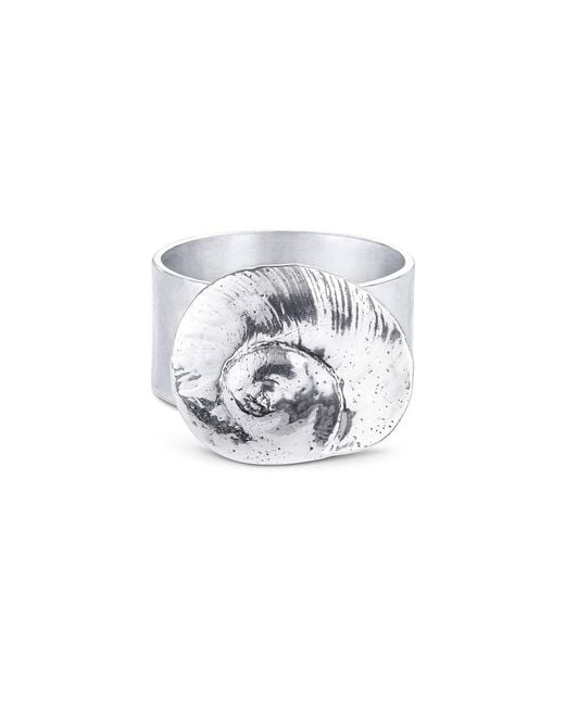 Arianne Delaney White Sterling Chunky Textured Spiral Shell Ring