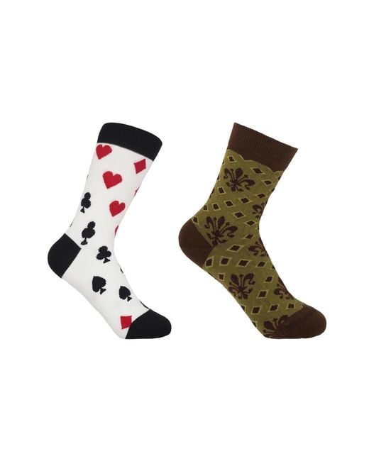 Peper Harow - Made in England Green Royal Flush & Fleur De Lis Socks Bundle