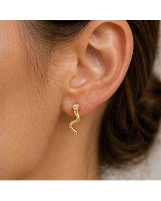 Lily Flo Jewellery Metallic Almost Effortless Diamond Wave Stud Earrings