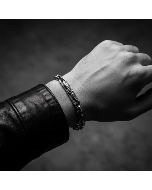 Tg-Jewellery by Tamara Gervasio Metallic Celtic Dog Plate Knife Edge Trace Chain for men