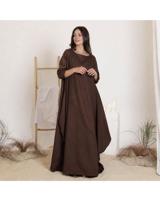 Nikka Place Brown Maxi Linen Summer Loose Dress