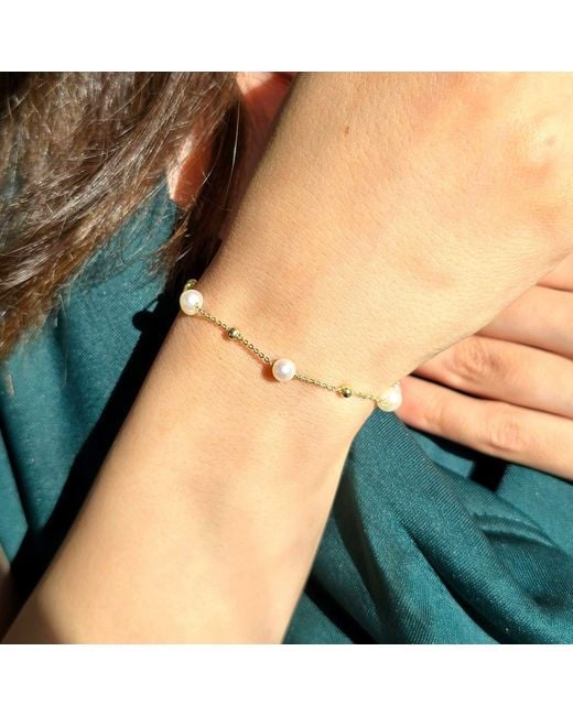 Harfi Metallic Natural Freshwater Pearl Bracelet Bridesmaid Gift