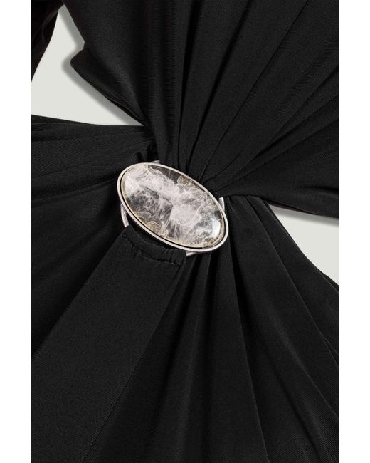 Nocturne Black One-Shoulder Cut-Out Maxi Dress