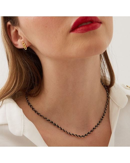 Spero London Metallic Handmade Rope Braided Sterling Beaded Chain Necklace