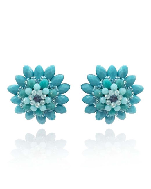 Michael Nash Jewelry Blue Jeanine Faceted Glass Bead Clip On Earring