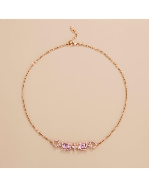 Juvetti Pink Rose Ciceris Rose Necklace Sapphires & Diamonds