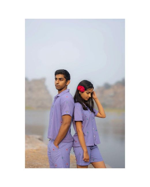 Tega Collective Purple Alankara Hand Embroidered Half Sleeve